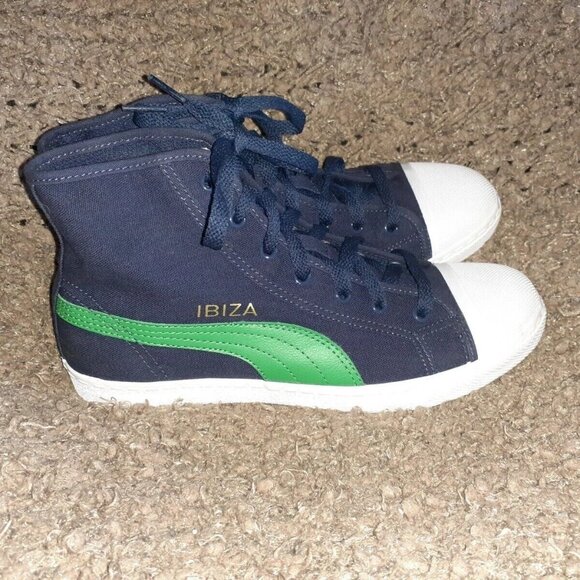 PUMA-Ibiza-High-Hi Tops-Sneakers-Unisex-Navy/Green-Size 39-7 Men-9 Women-NEW - Picture 4 of 8